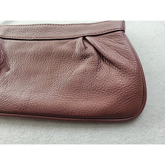 EUC - Brooks Brothers Brown Leather Wristlet Full Zip Top Gold Hardware - Picture 4 of 12